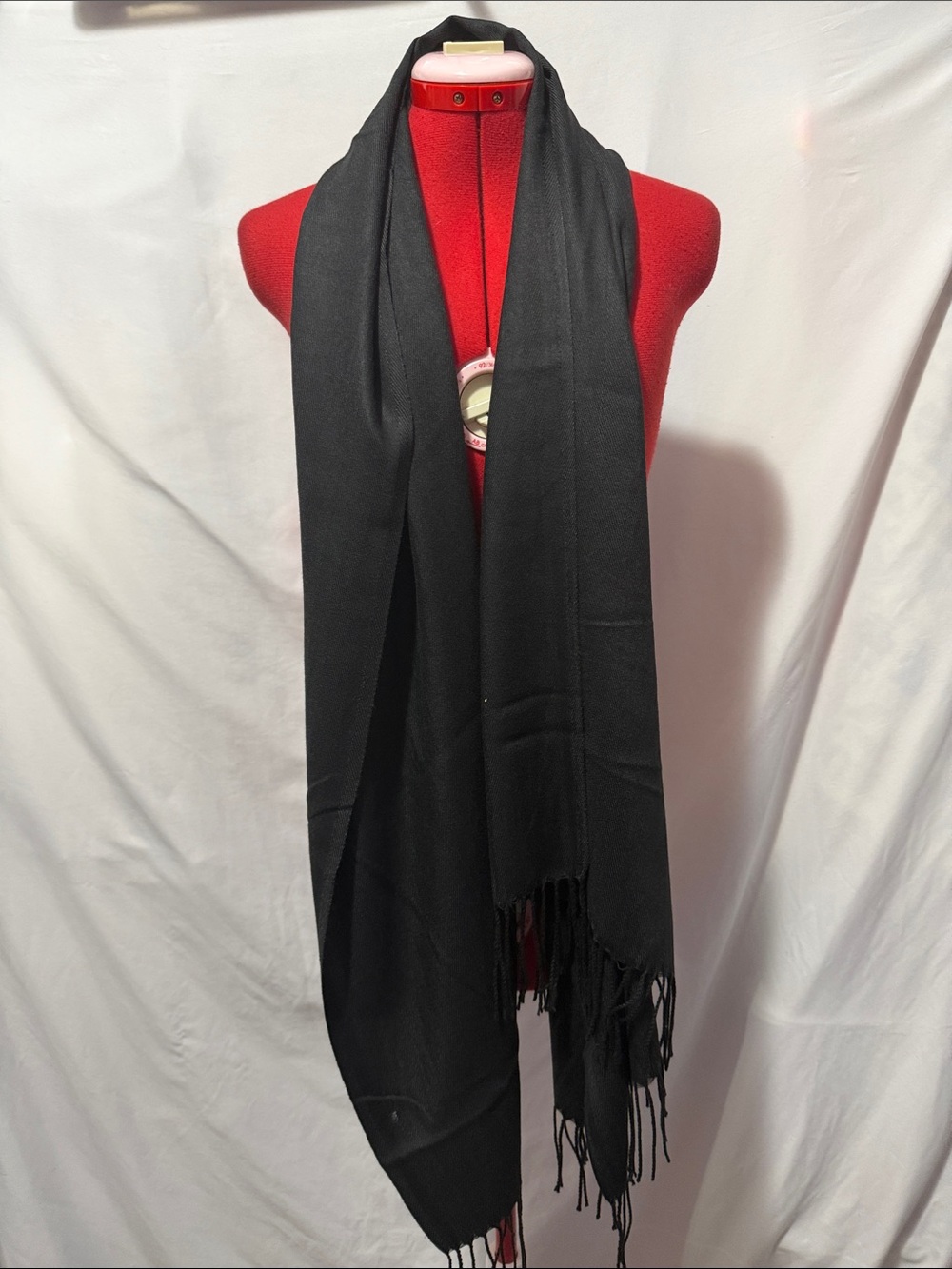 Black Fringe Wrap Scarf - Women's Lightweight Accessory